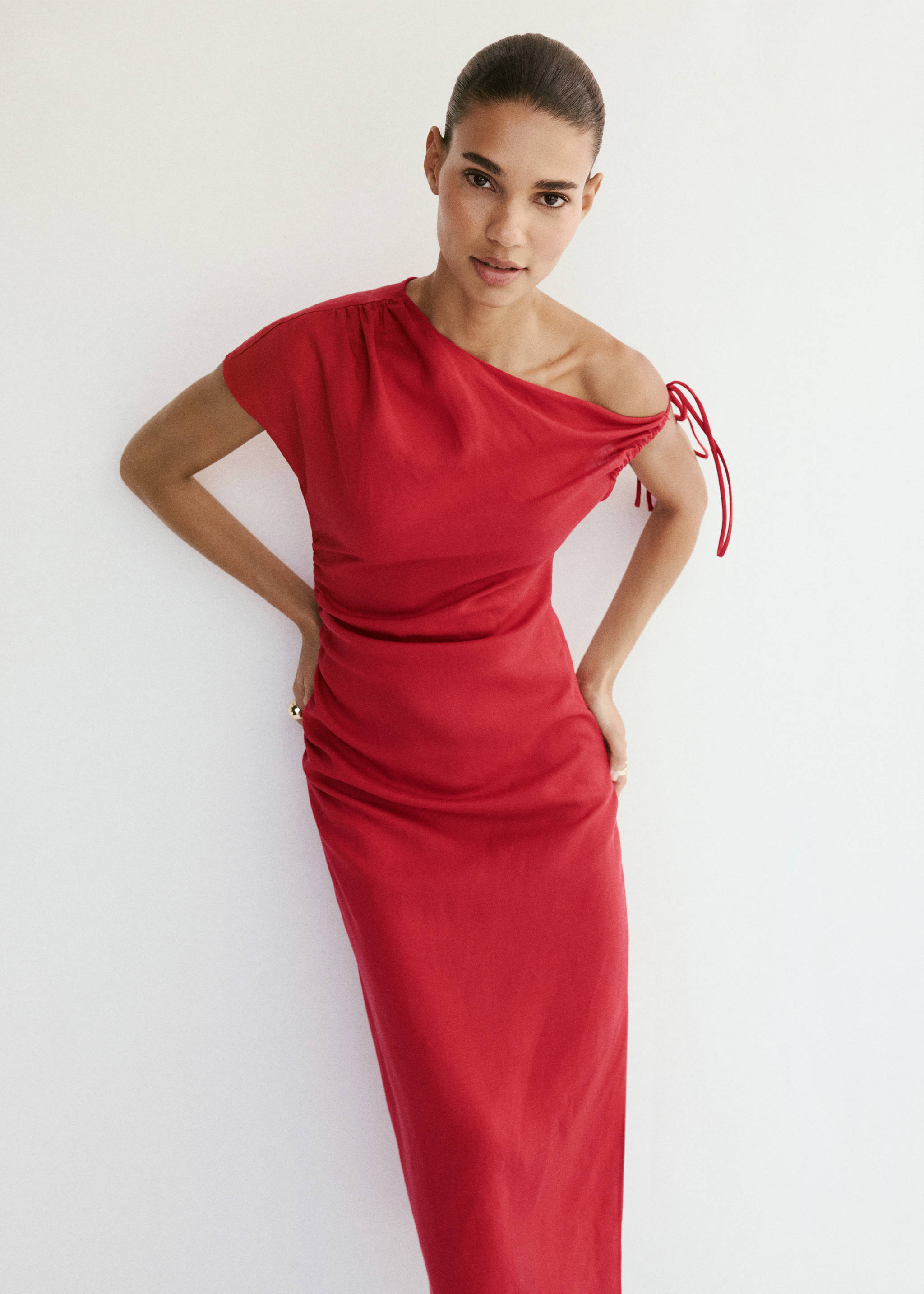 Asymmetric side ruched dress - Medium plane