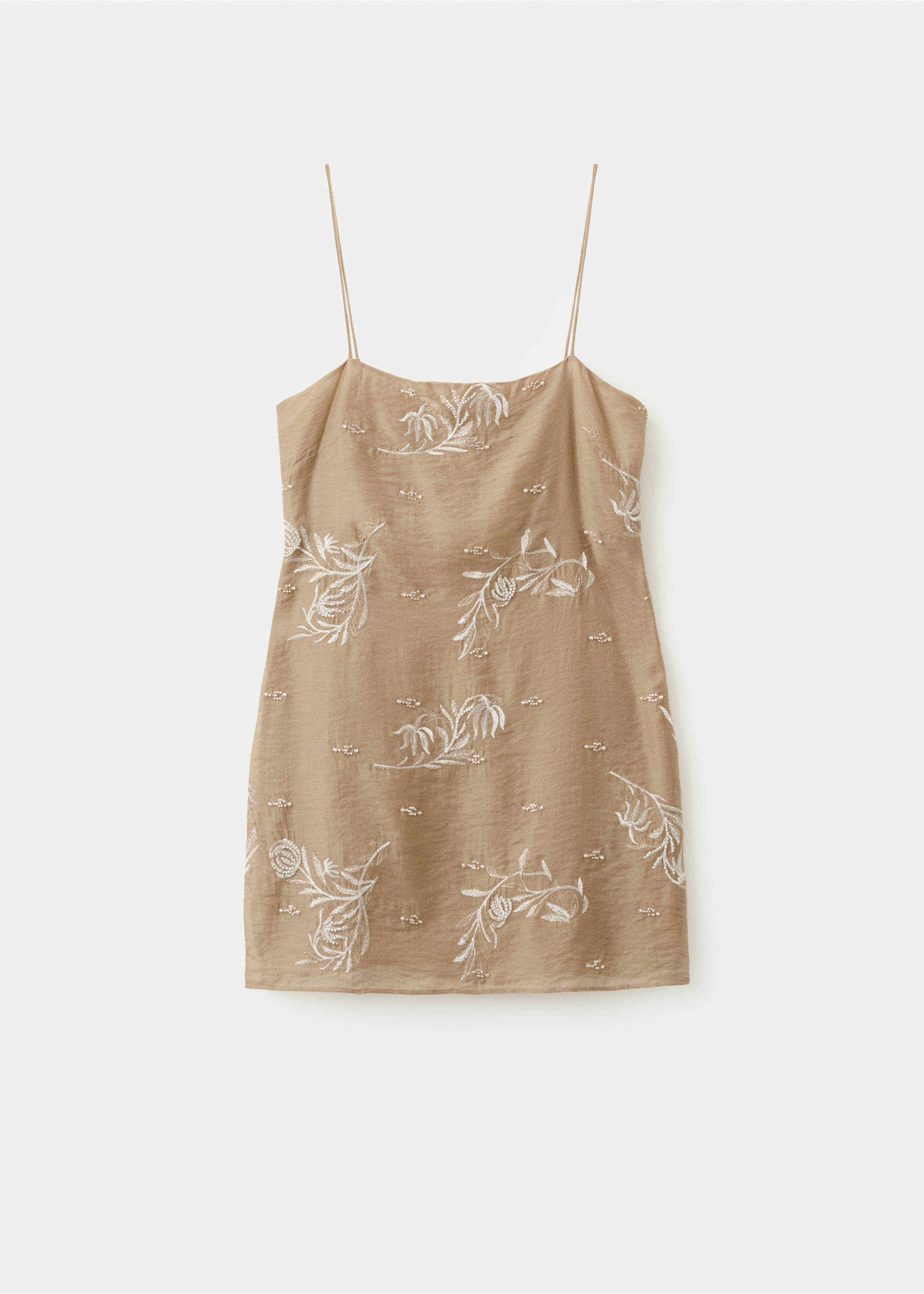 Embroidered lyocell dress - Article without model, Beige. Ref: 27019074-00.
