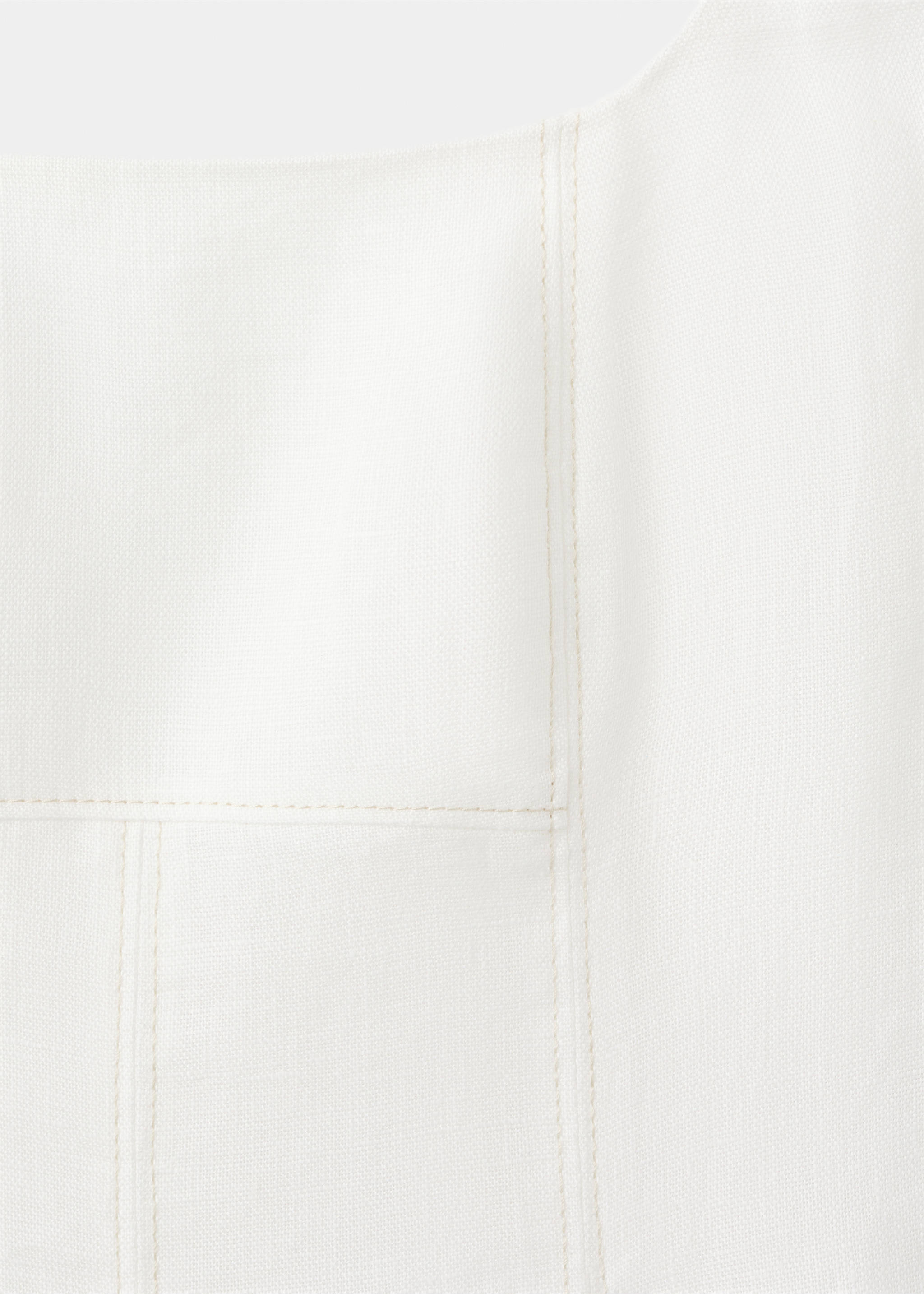 A-line linen dress with pockets - Details of the article 8, White. Ref: 27019076-00.