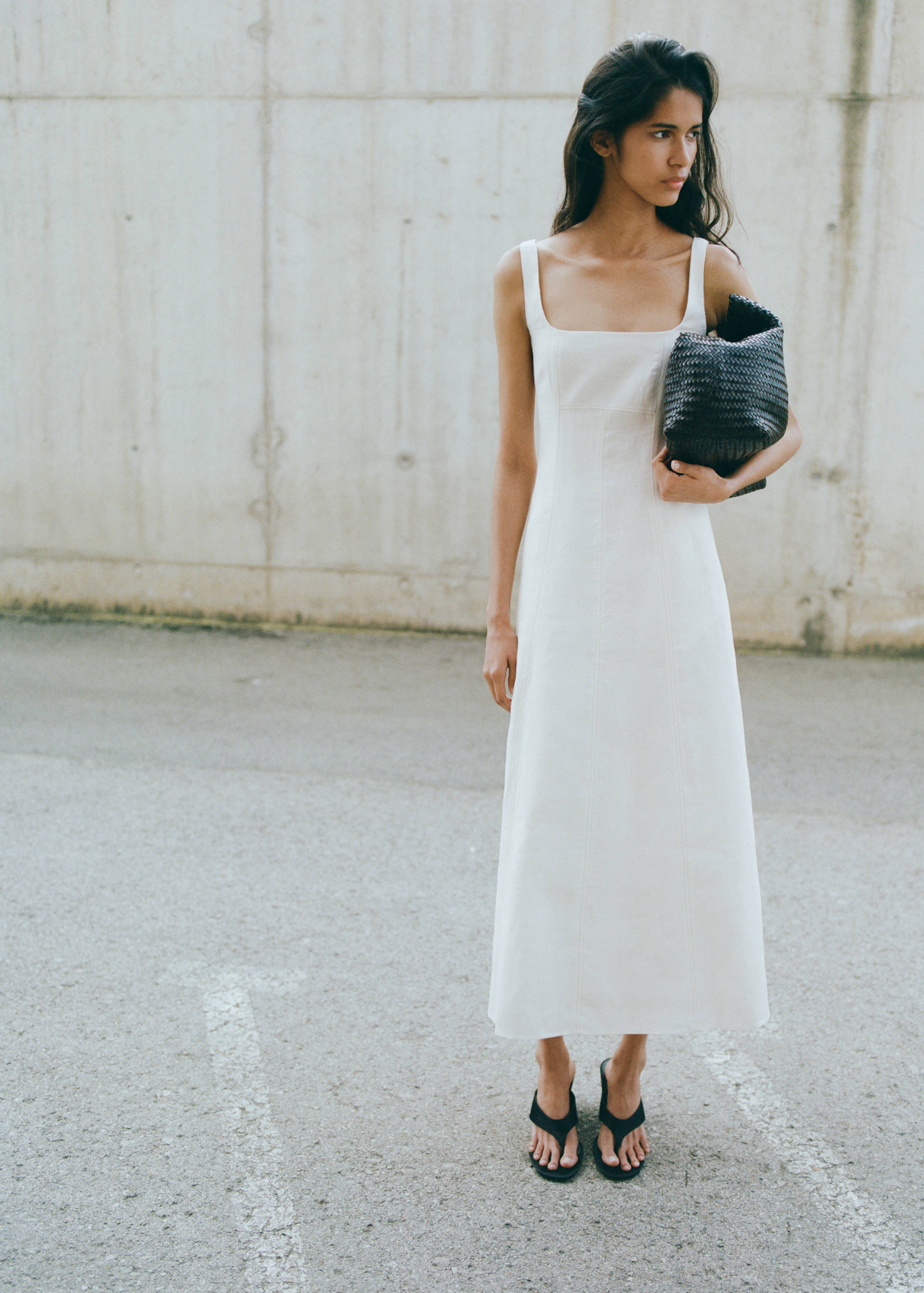 A-line linen dress - General plane