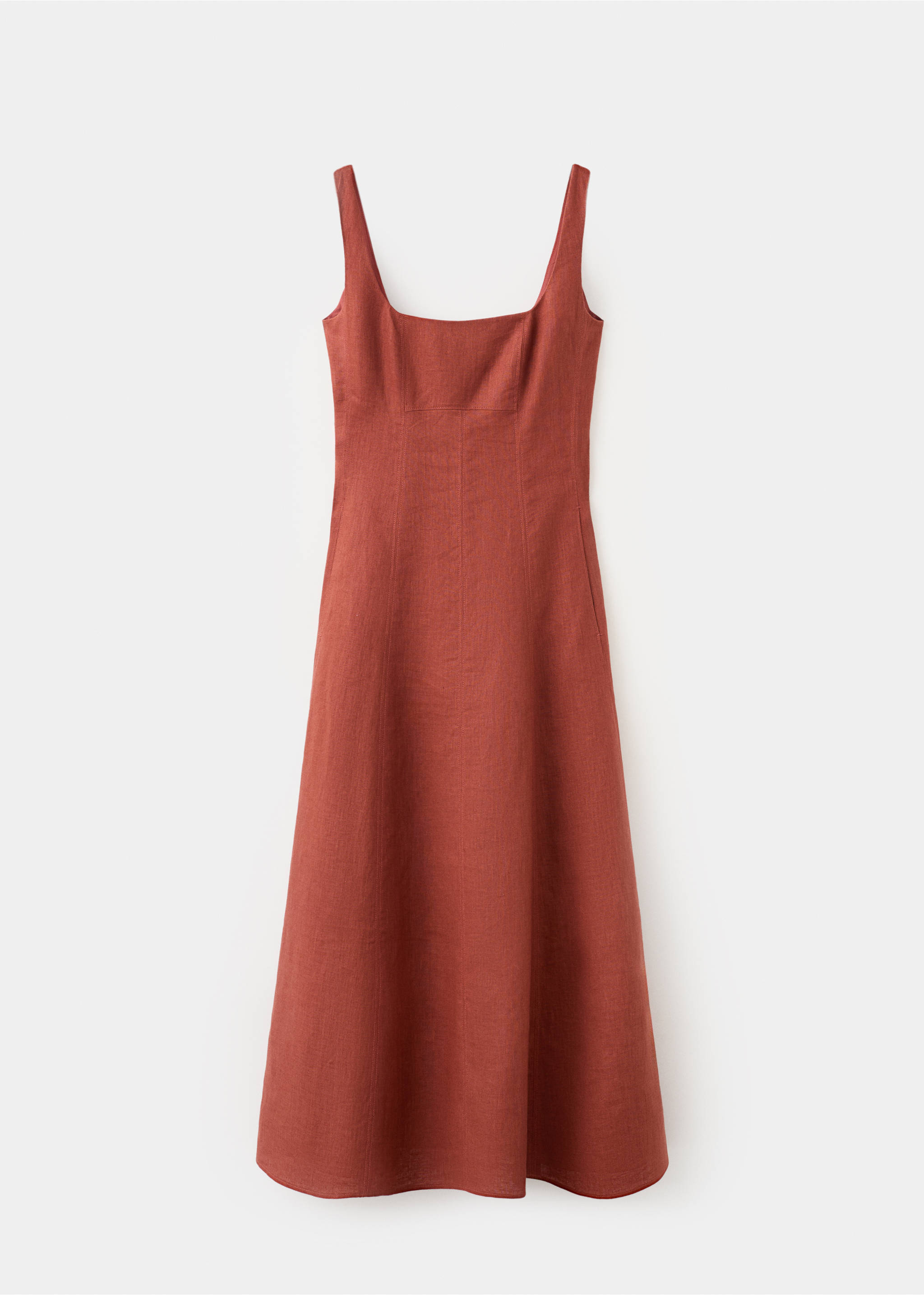 Linen A-line dress with pockets - Article without model, Burnt Orange. Ref: 27019076-00.