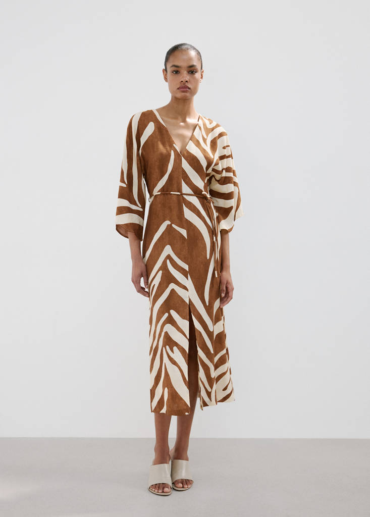 Printed cotton dress — Brown