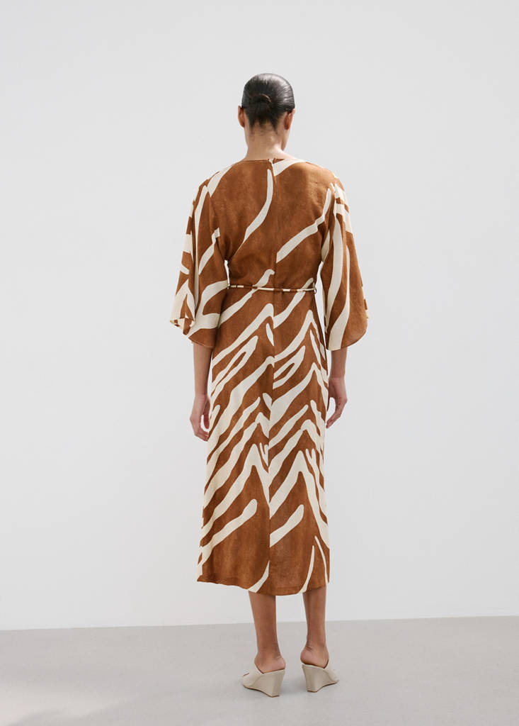 Printed cotton dress — Brown