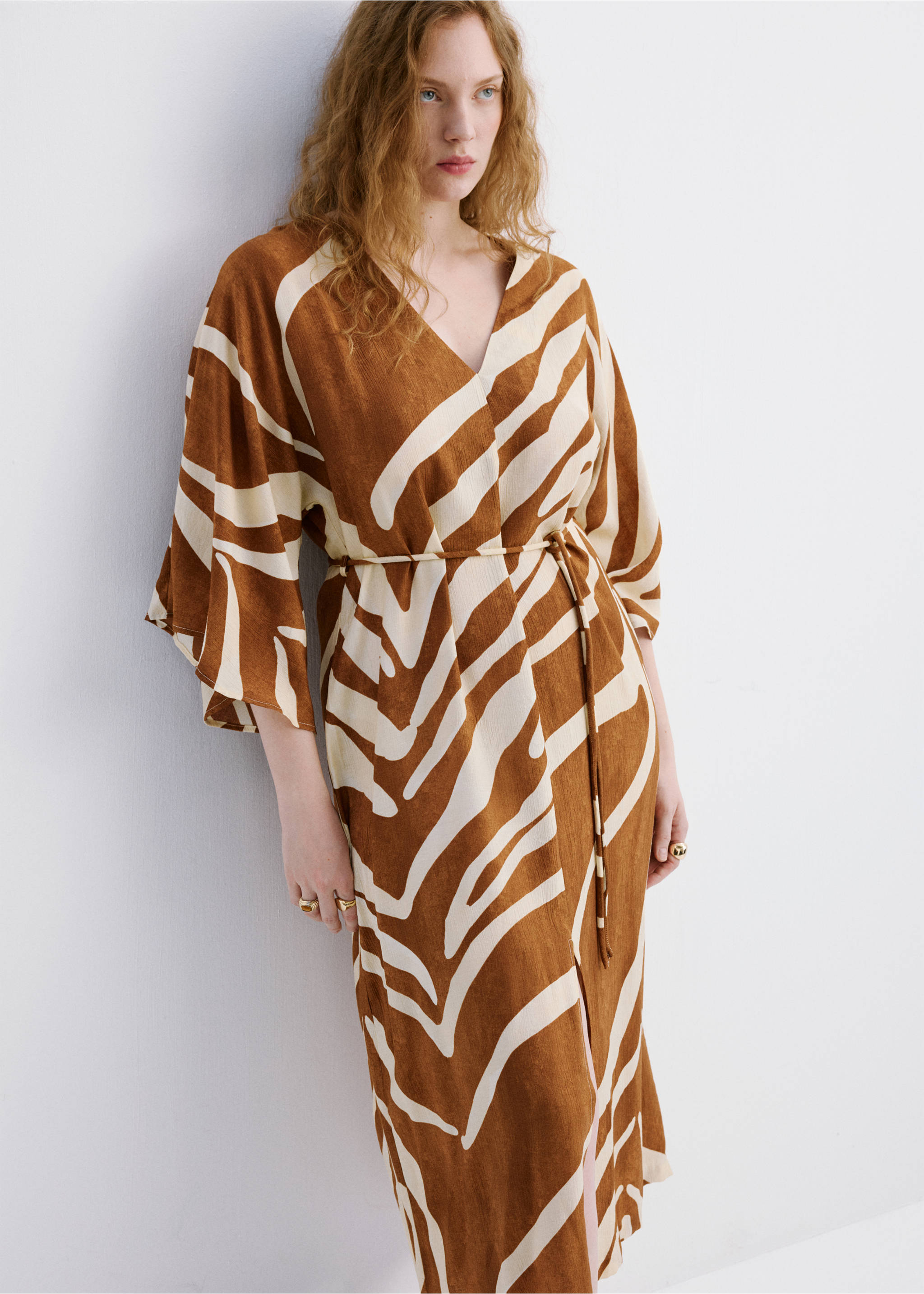 Robe coton imprimée - Détail de l'article 5, Marron. Ref: 27019078-00.