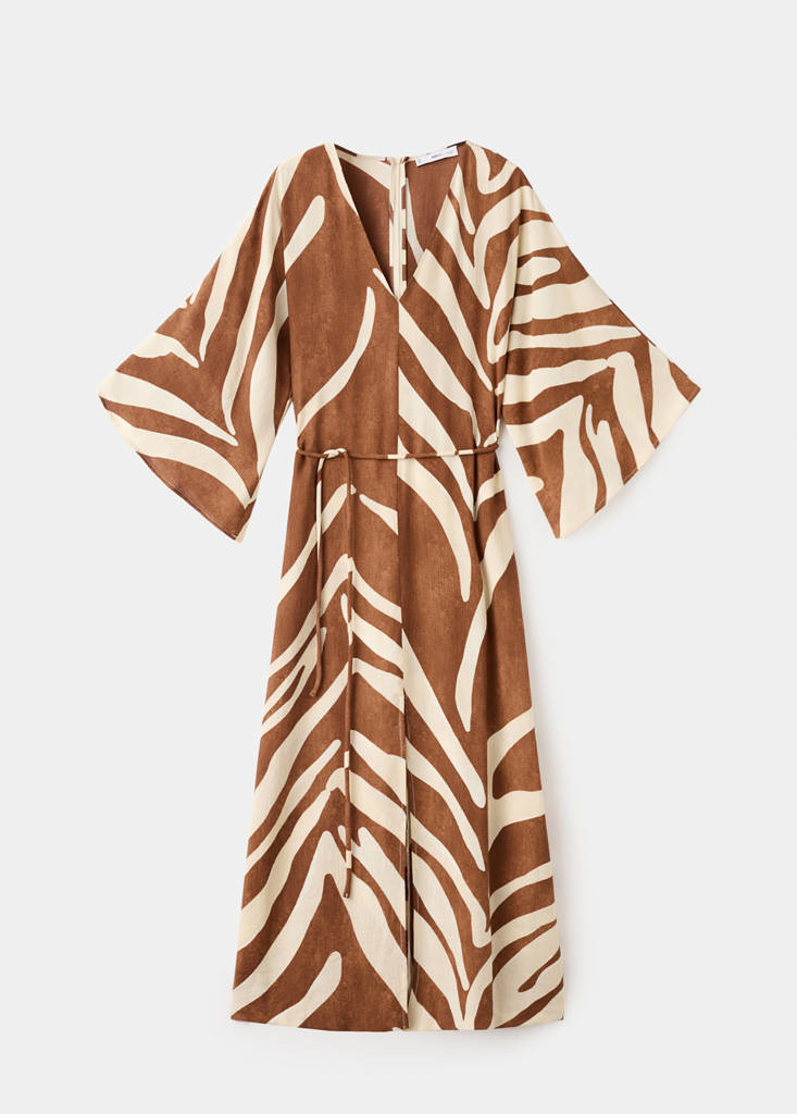 Printed cotton dress — Brown