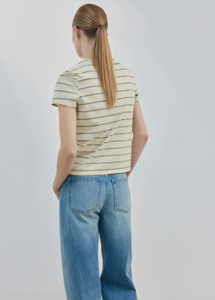 Striped cotton T-shirt — Pastel Yellow