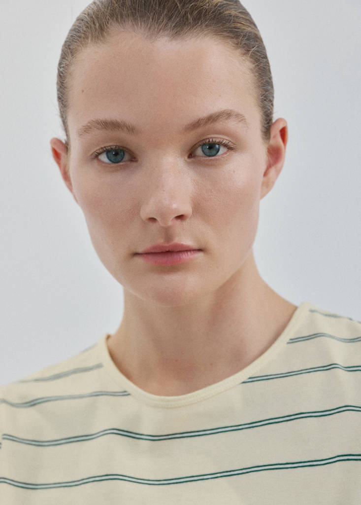 Striped cotton T-shirt — Pastel Yellow