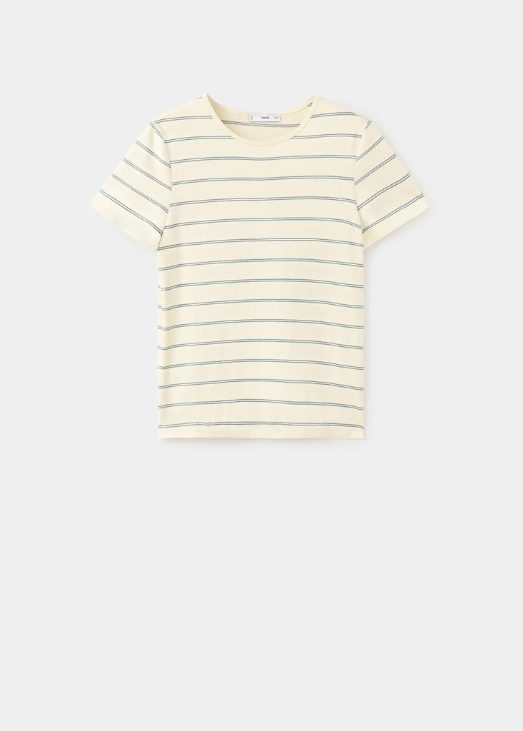 Striped cotton T-shirt — Pastel Yellow