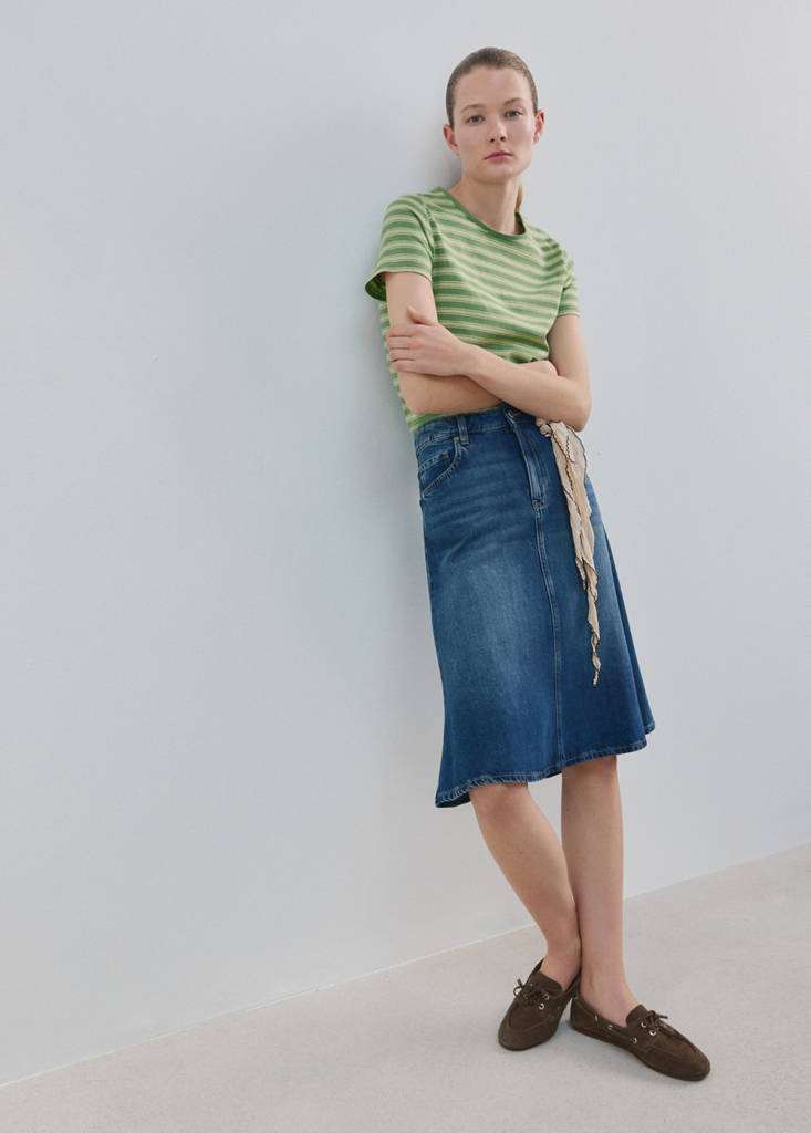 Striped cotton T-shirt — Pastel Green