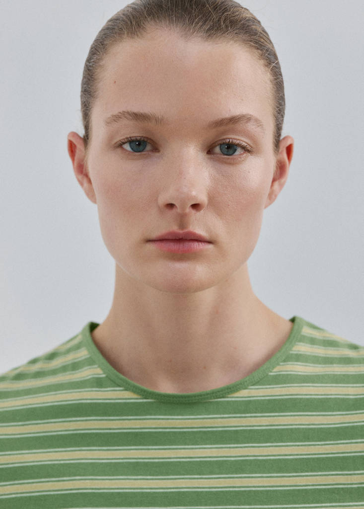 Striped cotton T-shirt — Pastel Green