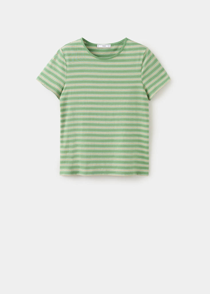 Striped cotton T-shirt — Pastel Green