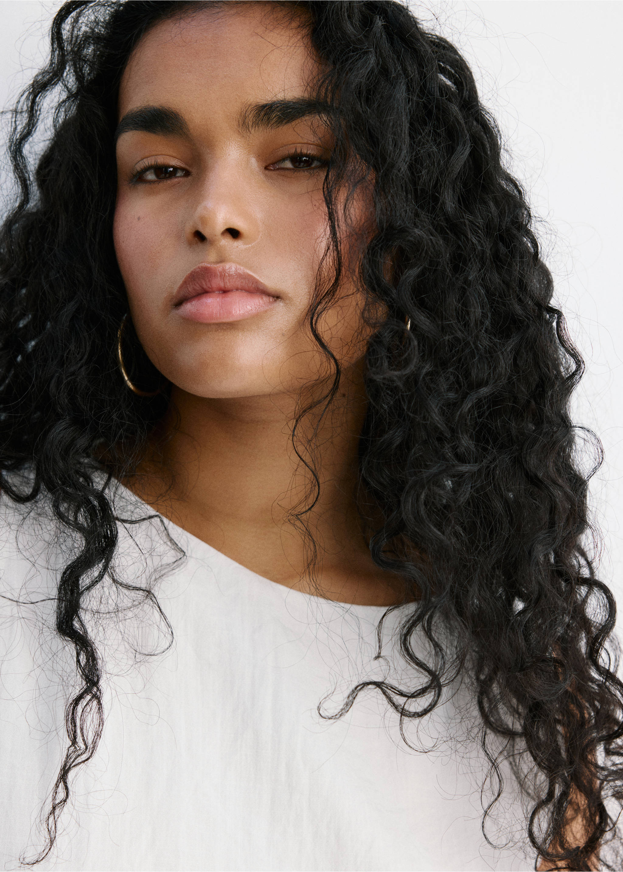 Bow short dress - Details of the article 4, Ecru. Ref: 27019081-00.