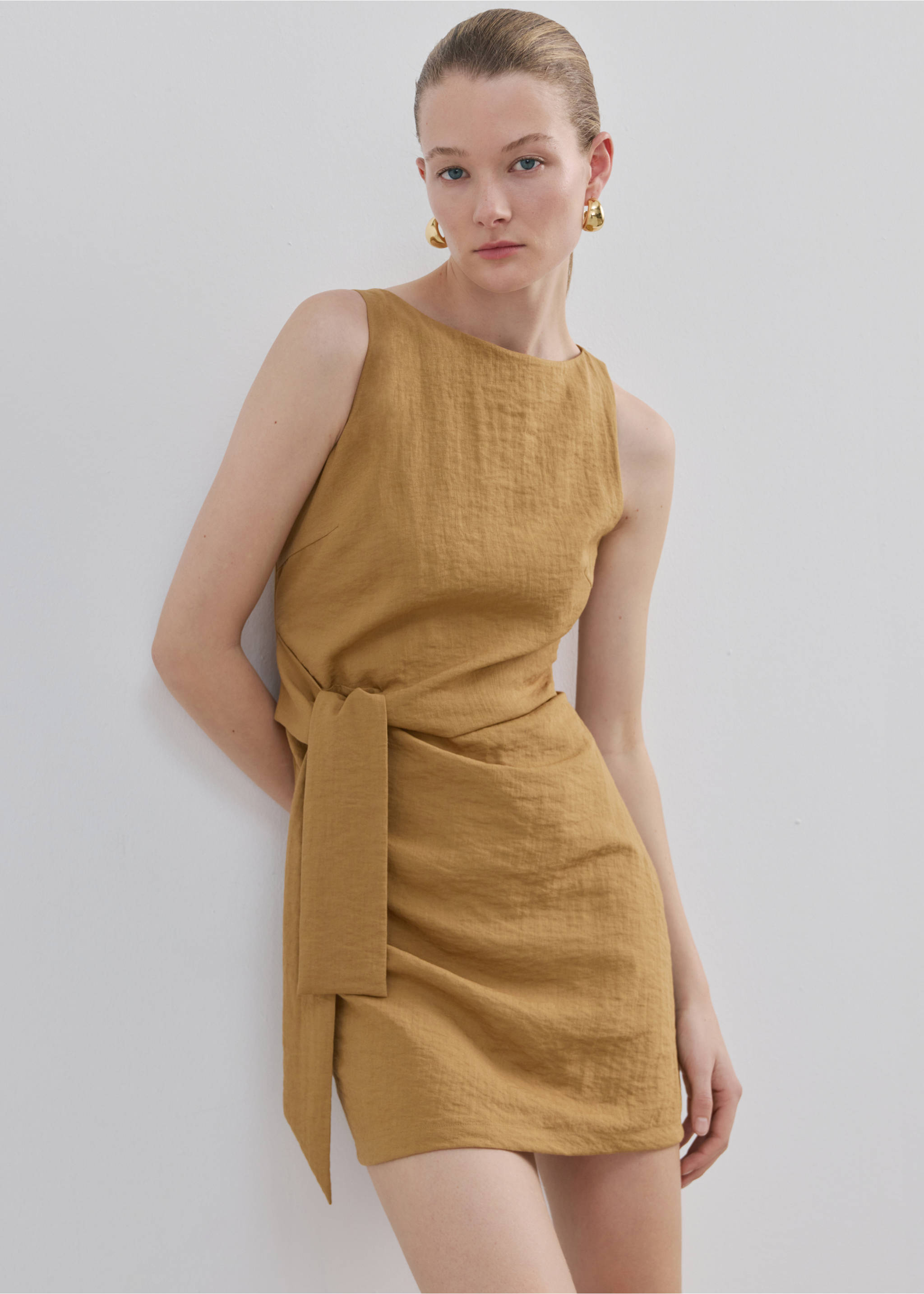 Bow short dress - Medium plane, Medium Brown. Ref: 27019081-00.