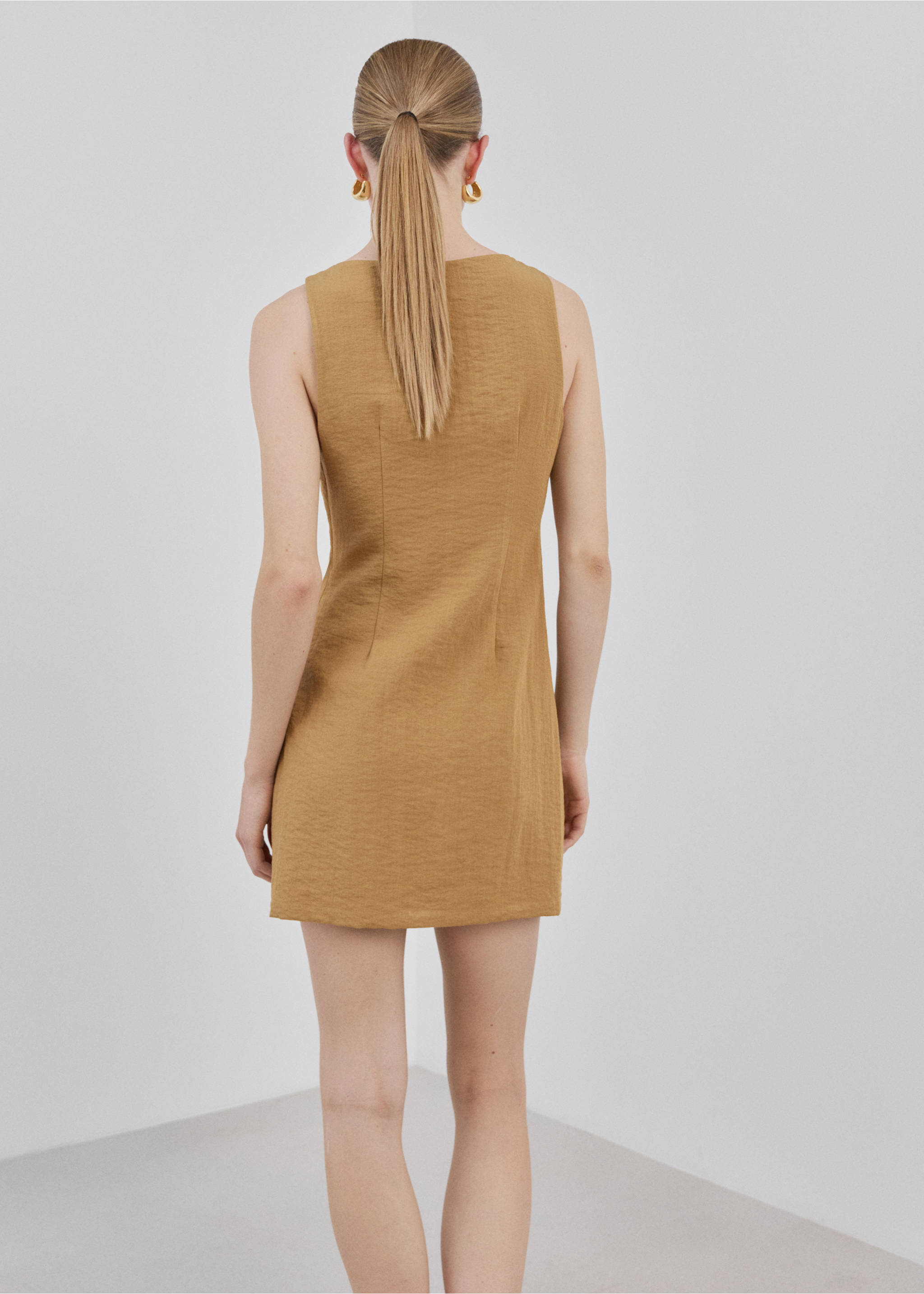 Bow short dress - Reverse of the article, Medium Brown. Ref: 27019081-00.