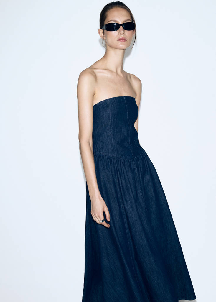 Strapless denim dress