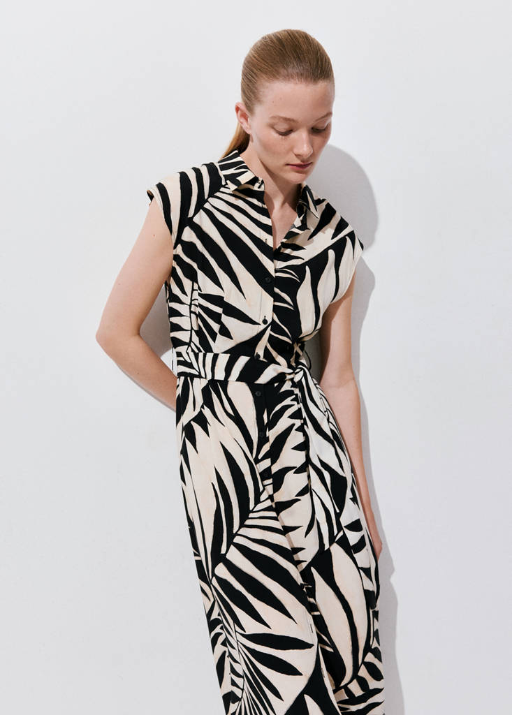 Printed shirt dress — Black
