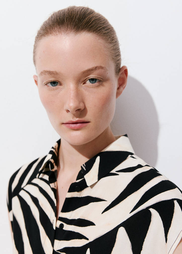 Printed shirt dress — Black