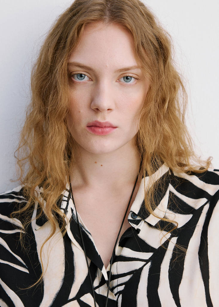 Printed shirt dress — Black