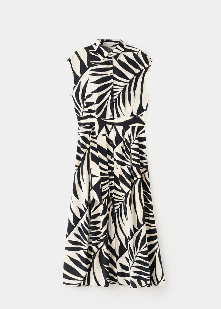 Printed shirt dress — Black