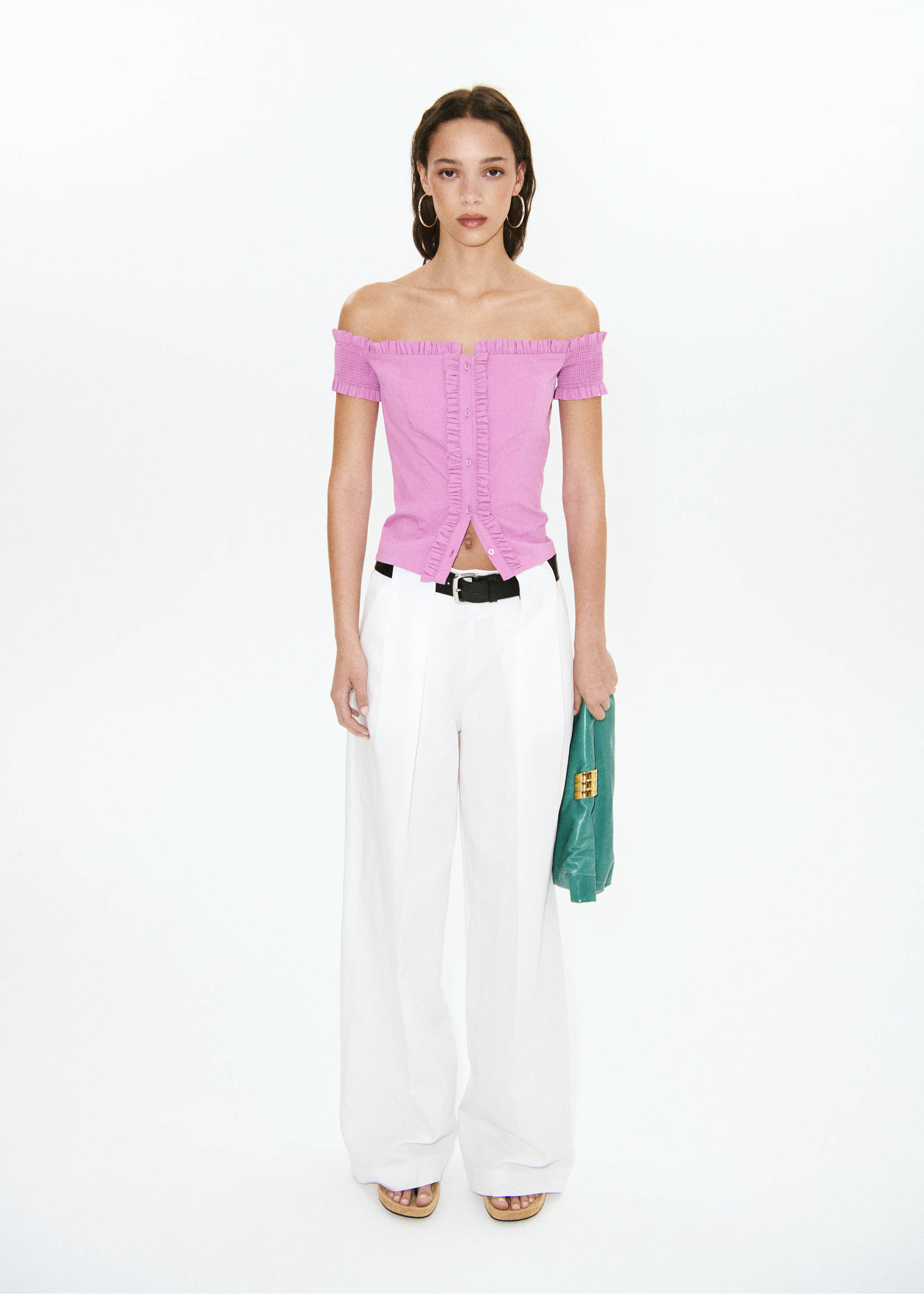 توب بتفاصيل كشكش - رؤية عامة, وردي خفيف. Ref: 27019087-00.