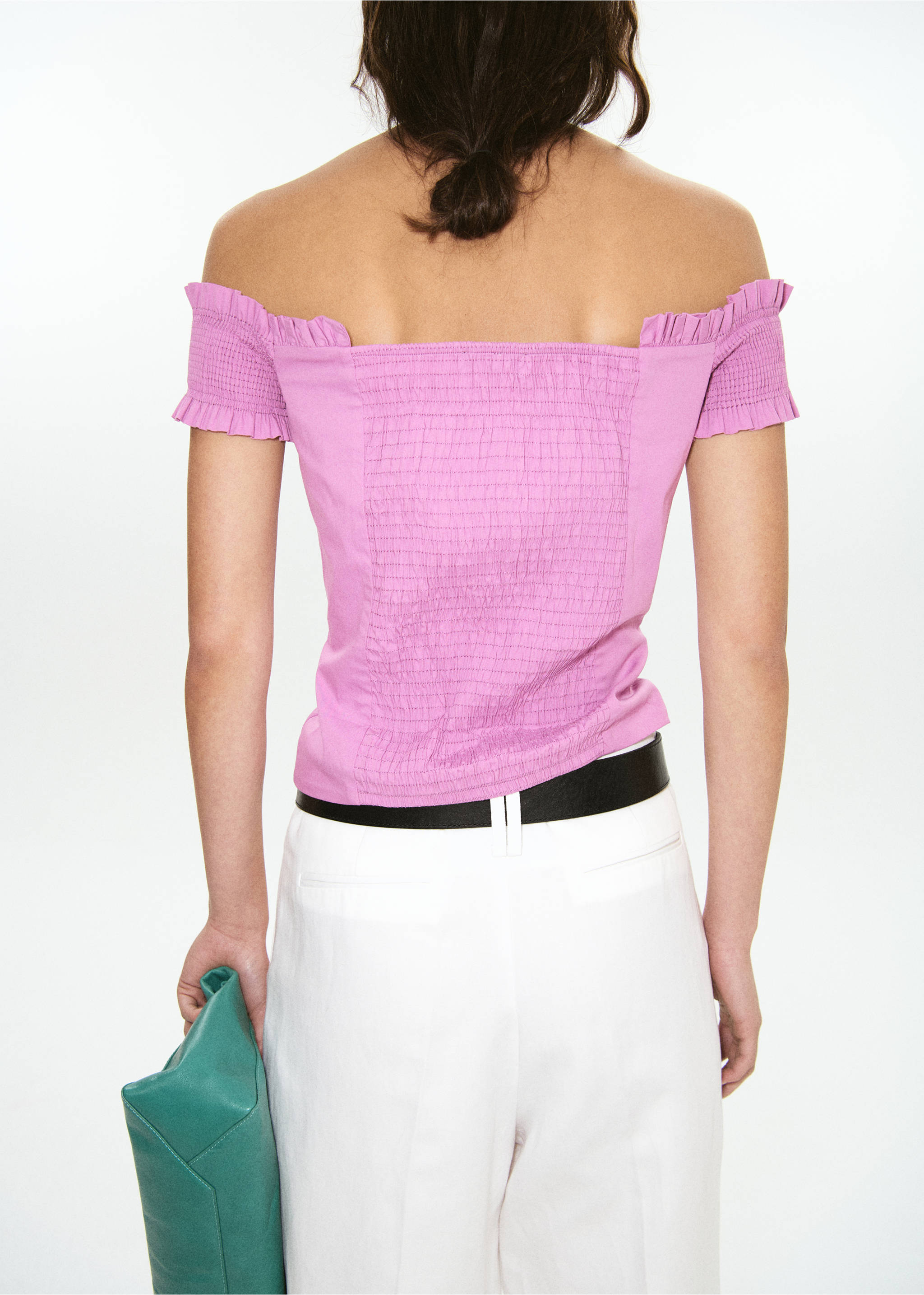 توب بتفاصيل كشكش - الجهة الخلفية للمنتج, وردي خفيف. Ref: 27019087-00.