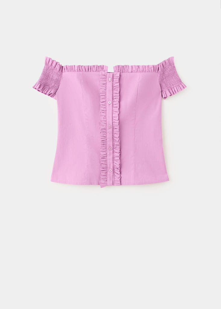 Ruffle detail top — Pastel Pink