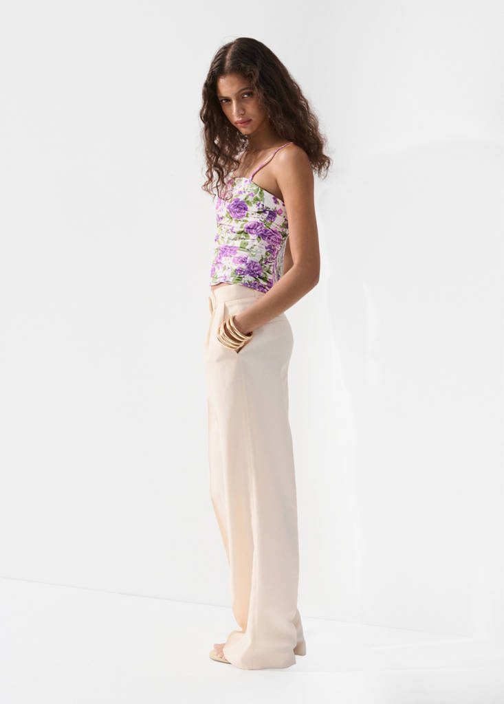 Strapless floral top — Off White