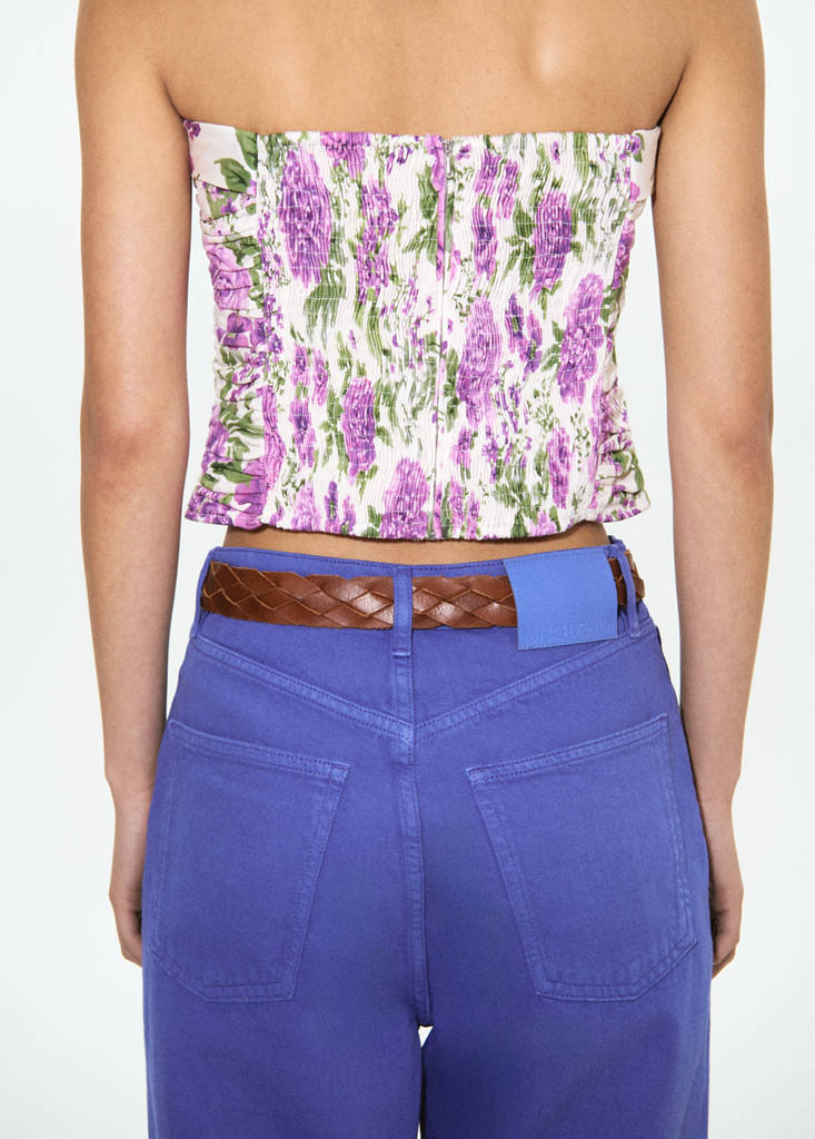 Strapless floral top — Off White