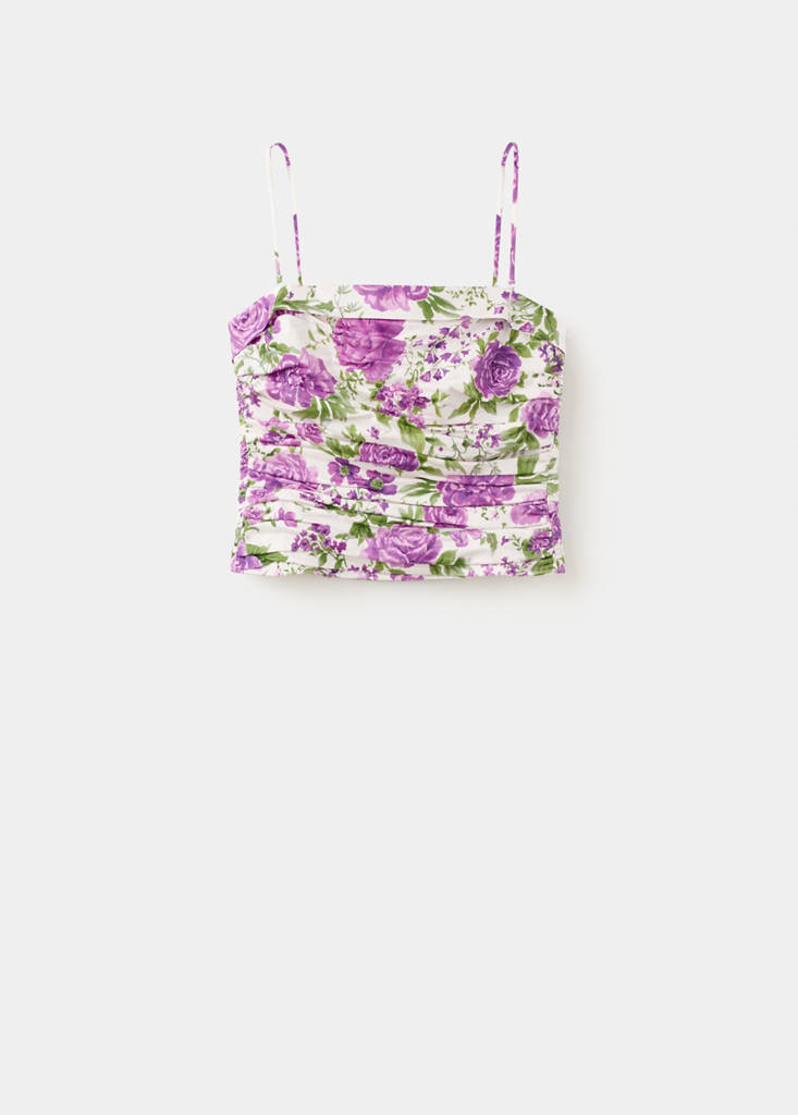 Strapless floral top — Off White