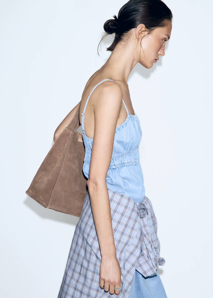 Lyocell ruched denim dress — Light Blue