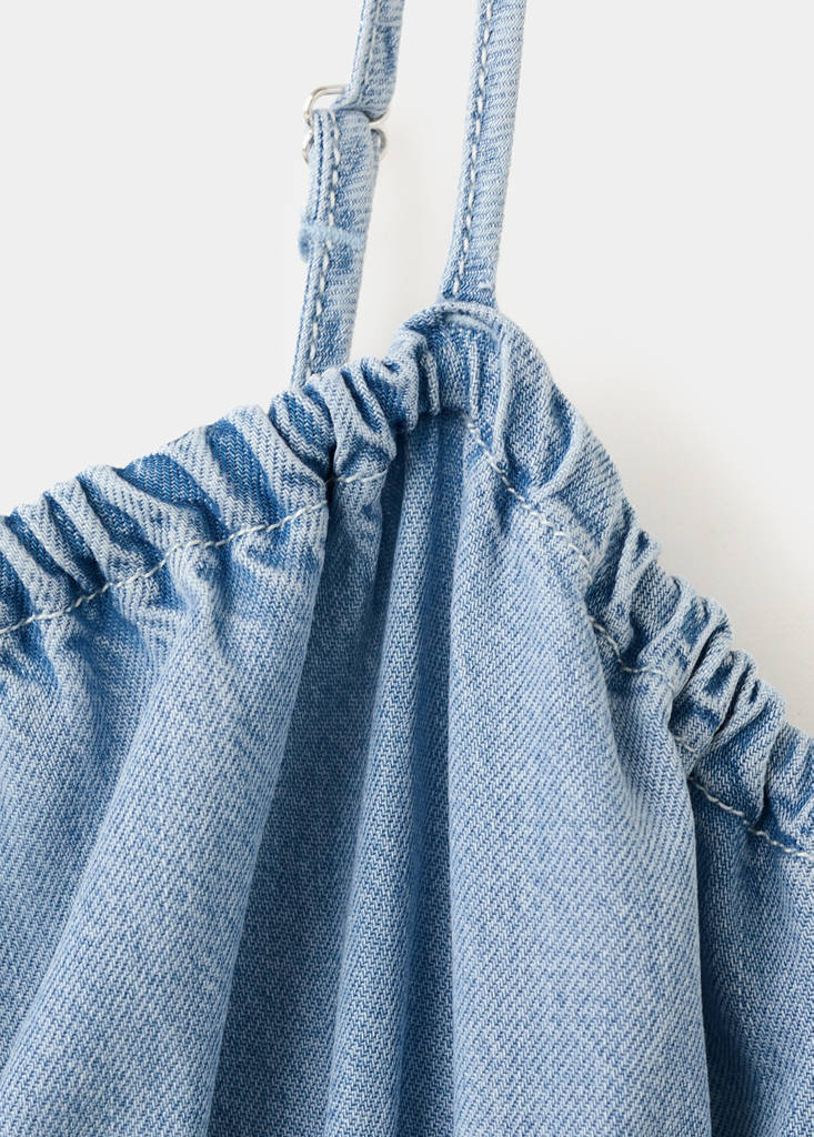 Lyocell ruched denim dress — Light Blue