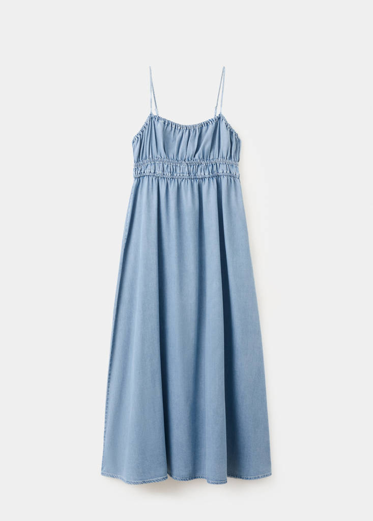 Lyocell ruched denim dress — Light Blue