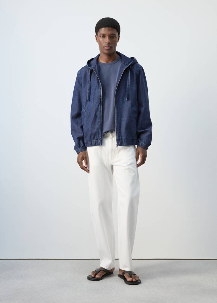 Hooded denim jacket — Ink Blue