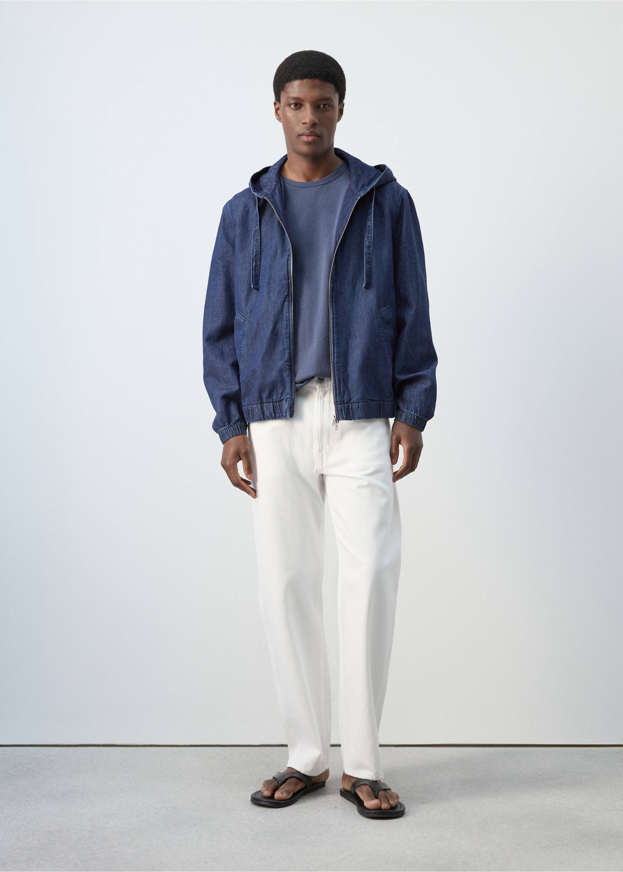 Veste denim capuche - Plan général, Bleu encre. Ref: 27019206-00.