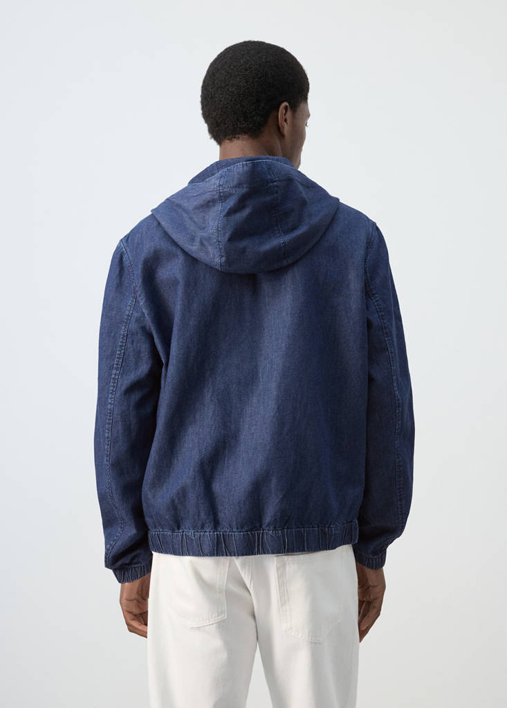 Hooded denim jacket — Ink Blue