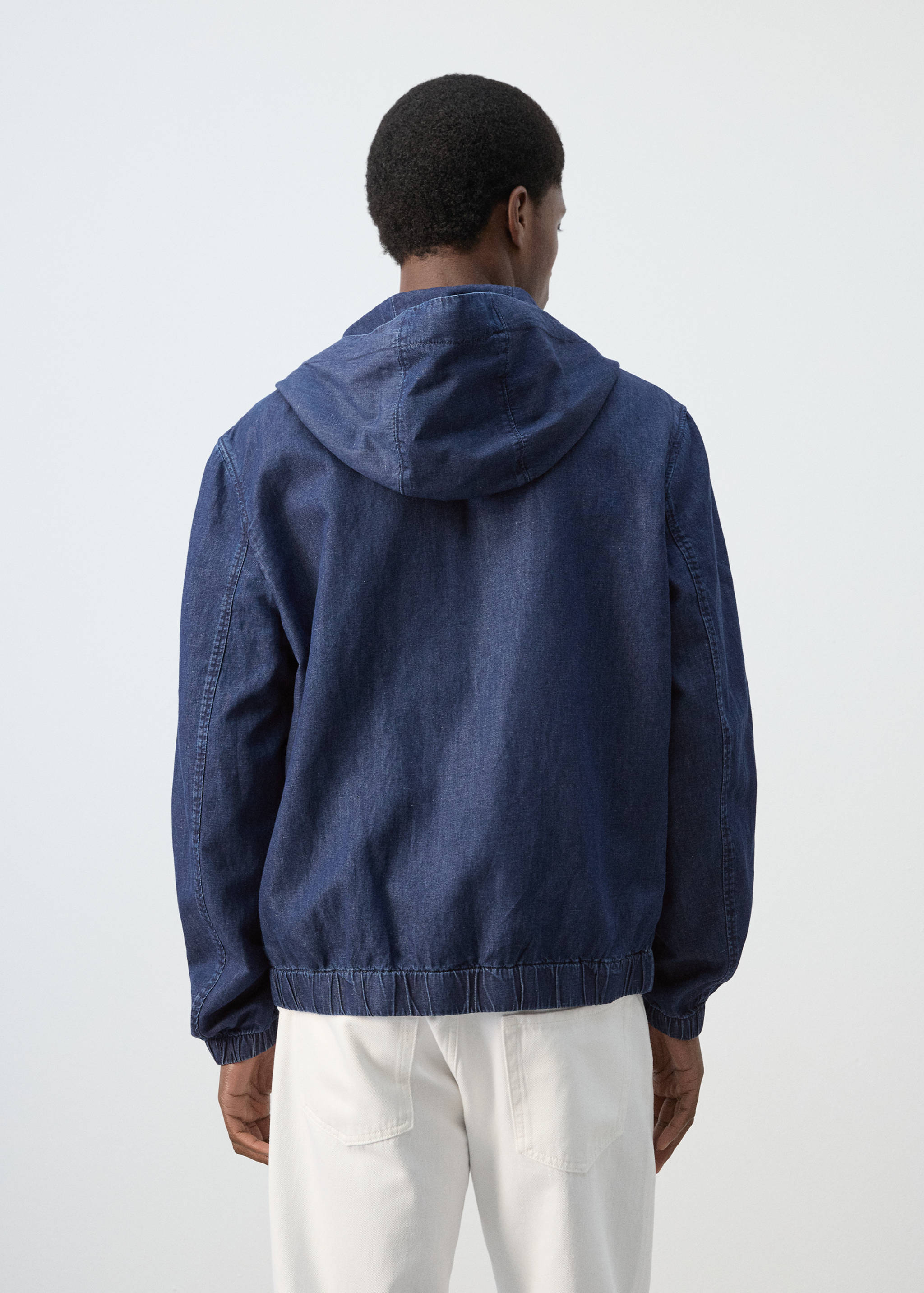 Hooded denim jacket - Reverse of the article
