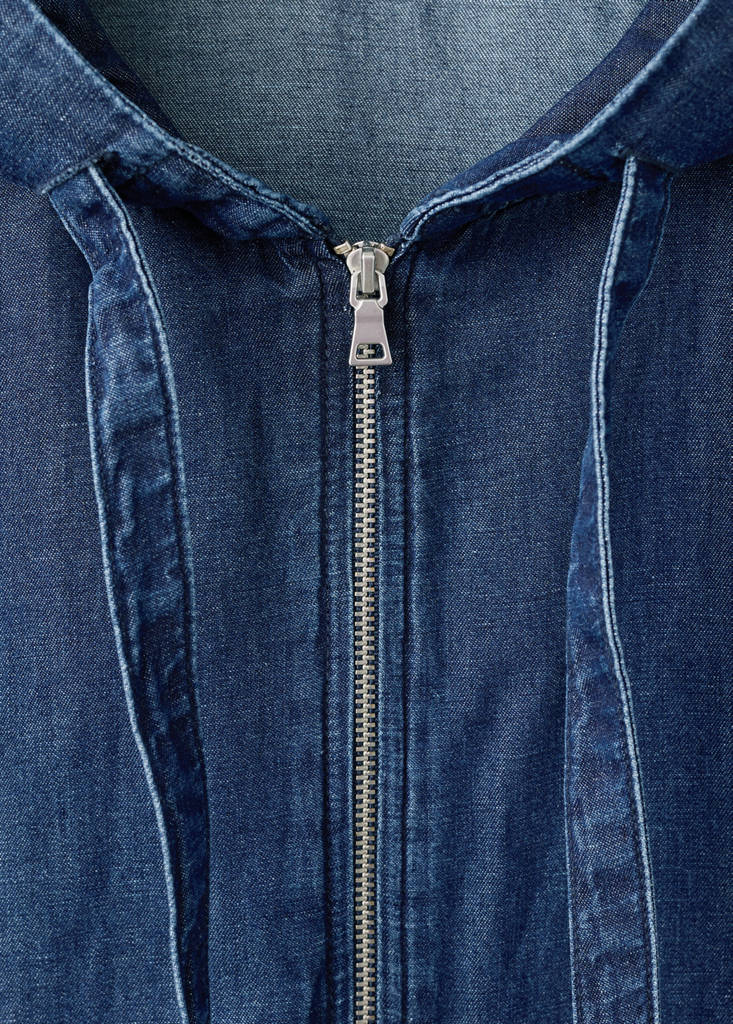 Hooded denim jacket — Ink Blue
