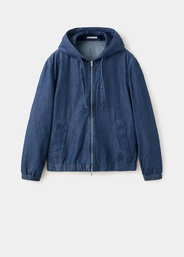 Hooded denim jacket — Ink Blue