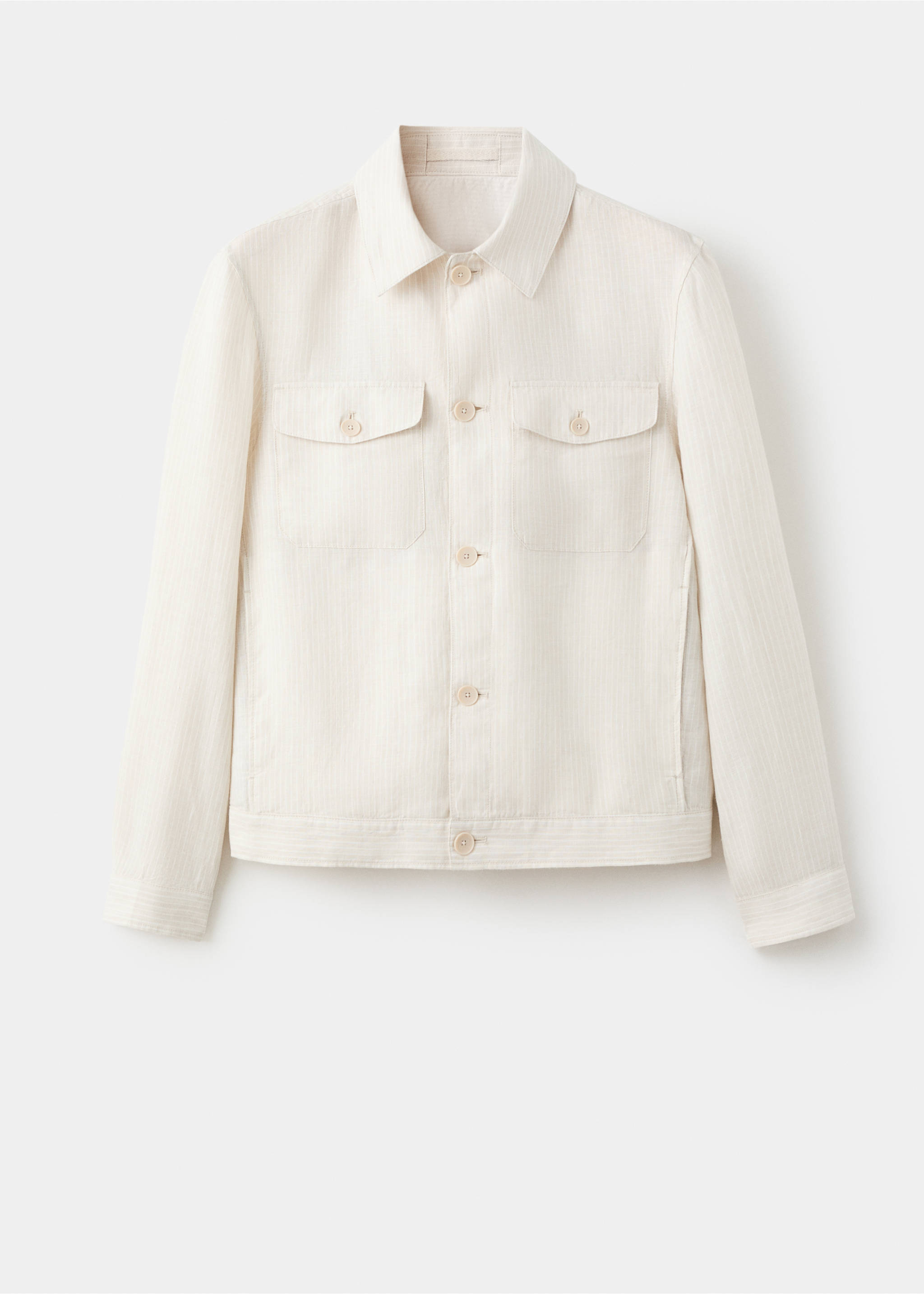Chaqueta 100% lino rayas - Artículo sin modelo, Blanco. Ref: 27019207-00.