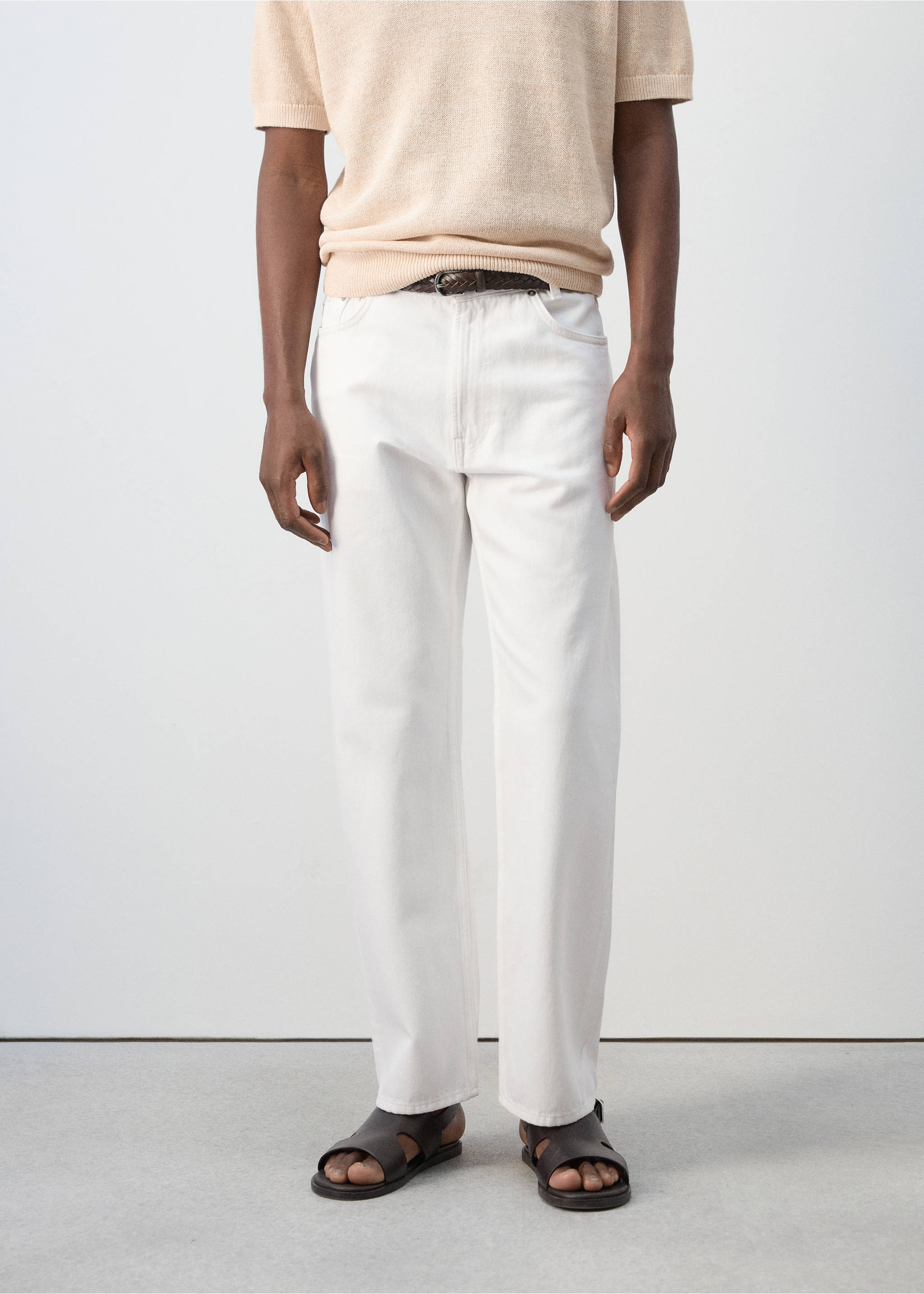 Texans 100% cotó regular fit - Pla mig, Blanc trencat. Ref: 27019208-00.