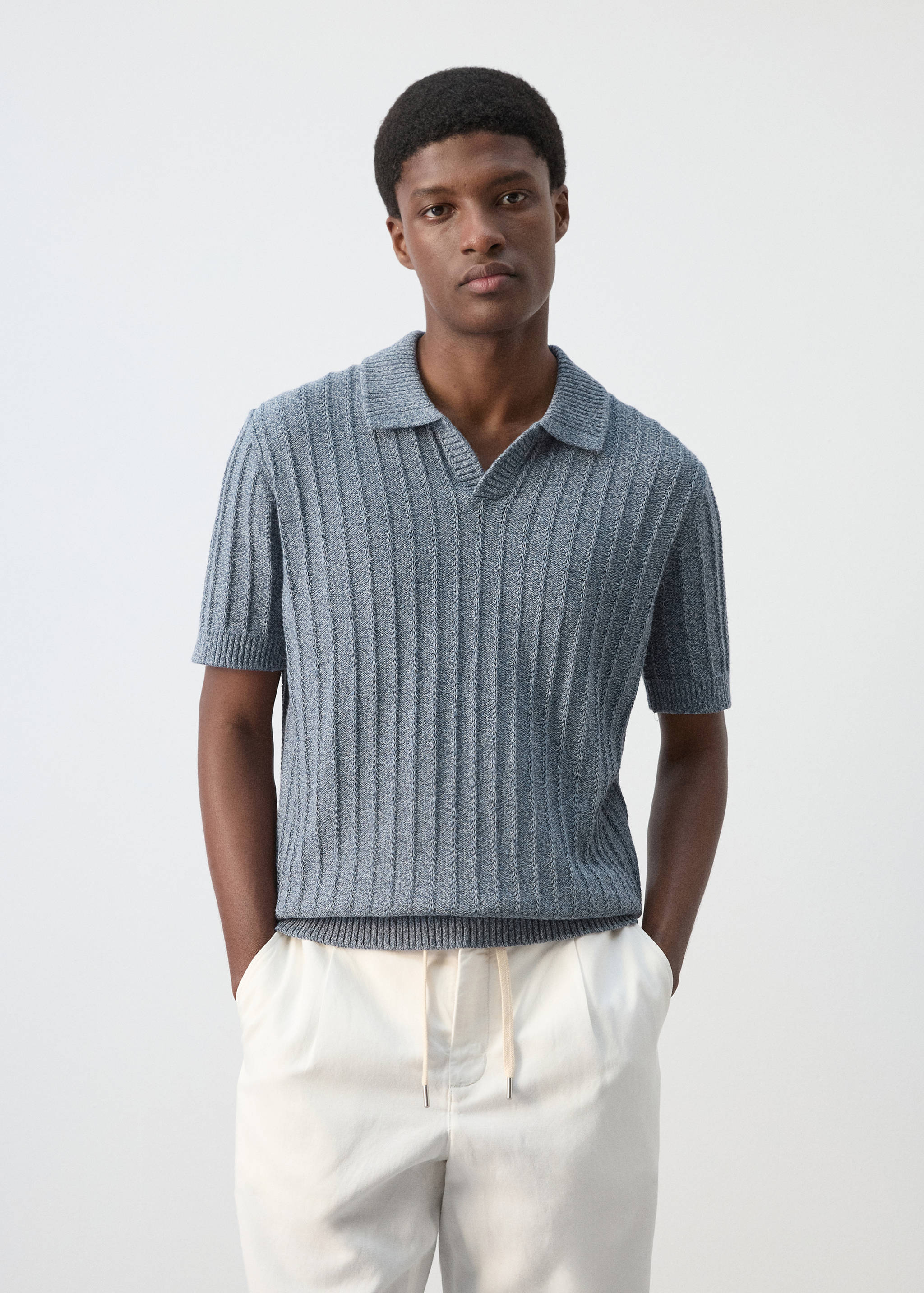 100% cotton fine-knit polo shirt - Medium plane