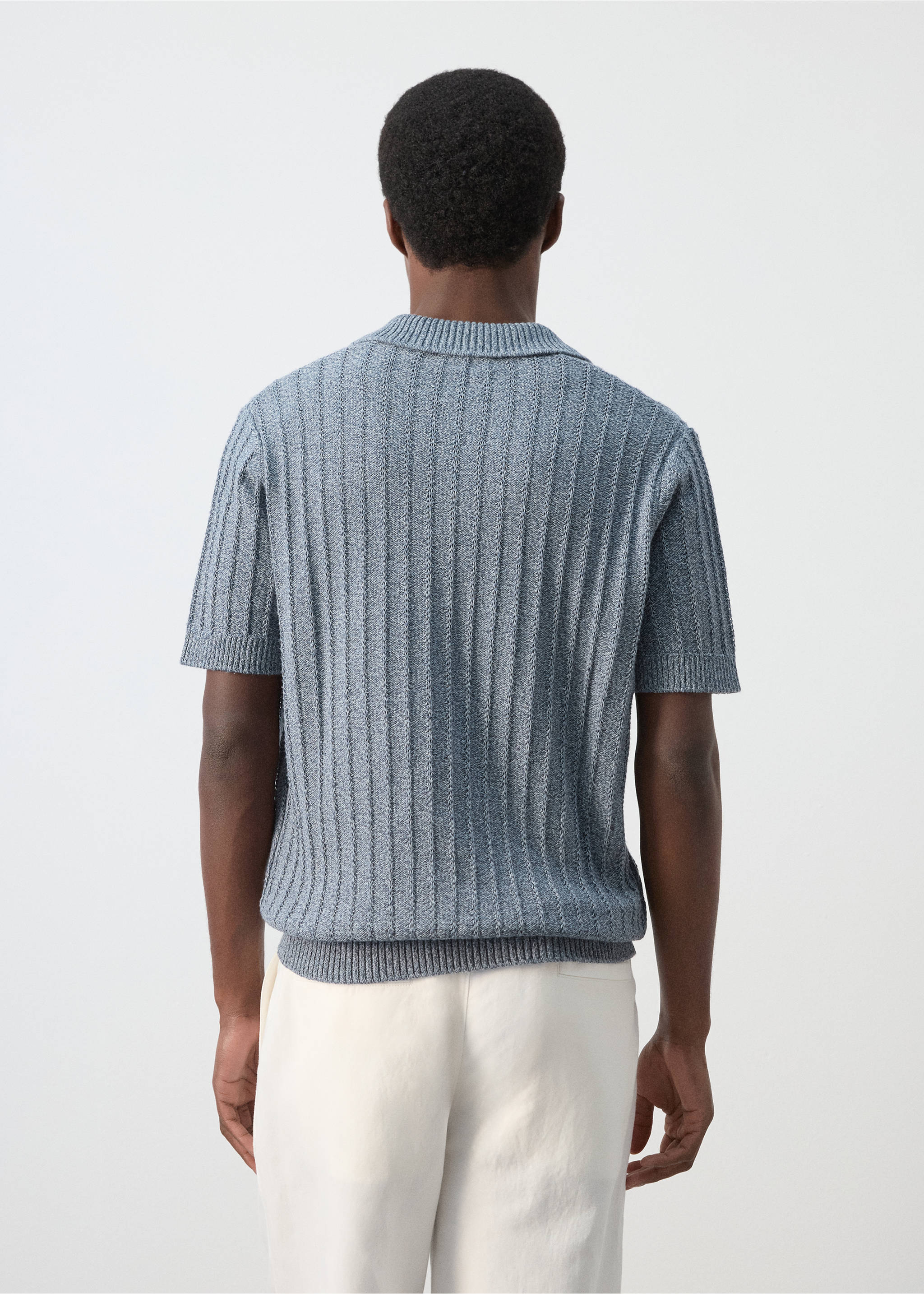 100% cotton fine-knit polo shirt - Reverse of the article, Indigo Blue. Ref: 27019209-00.
