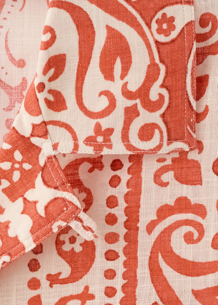 Printed cotton linen shirt — Salmon