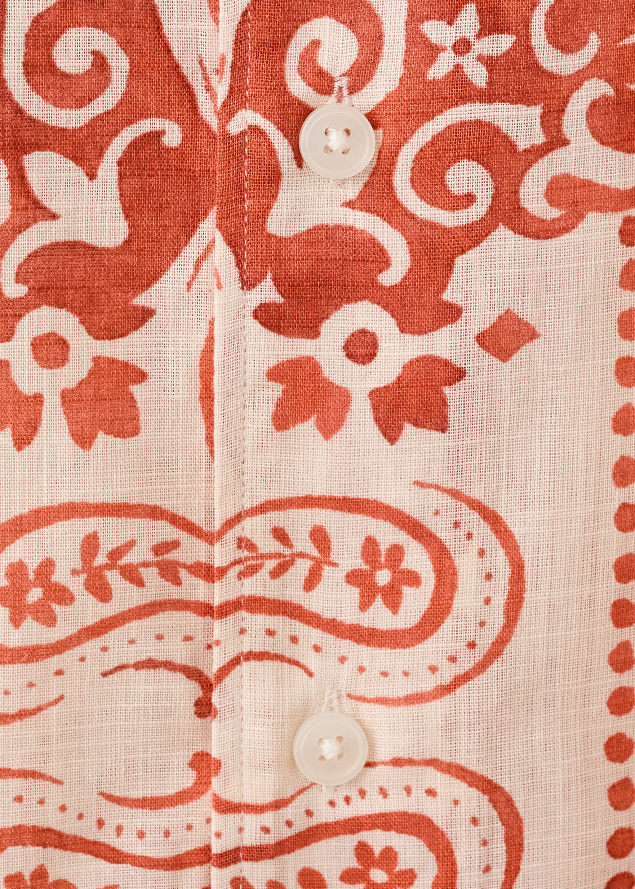 Рубашка хлопок и лен с принтом - Деталь изделия 0