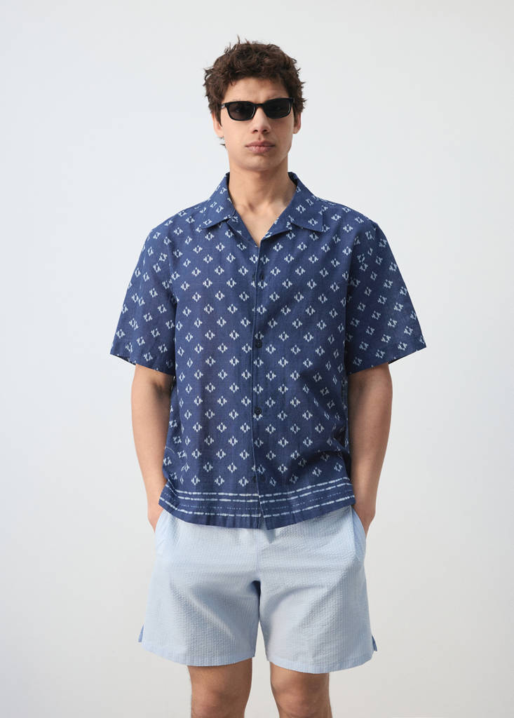 Regular-fit 100% cotton shirt — Indigo Blue
