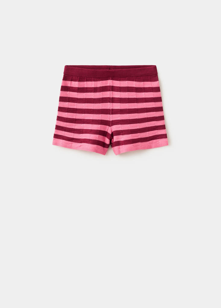 Striped knitted shorts — Pink