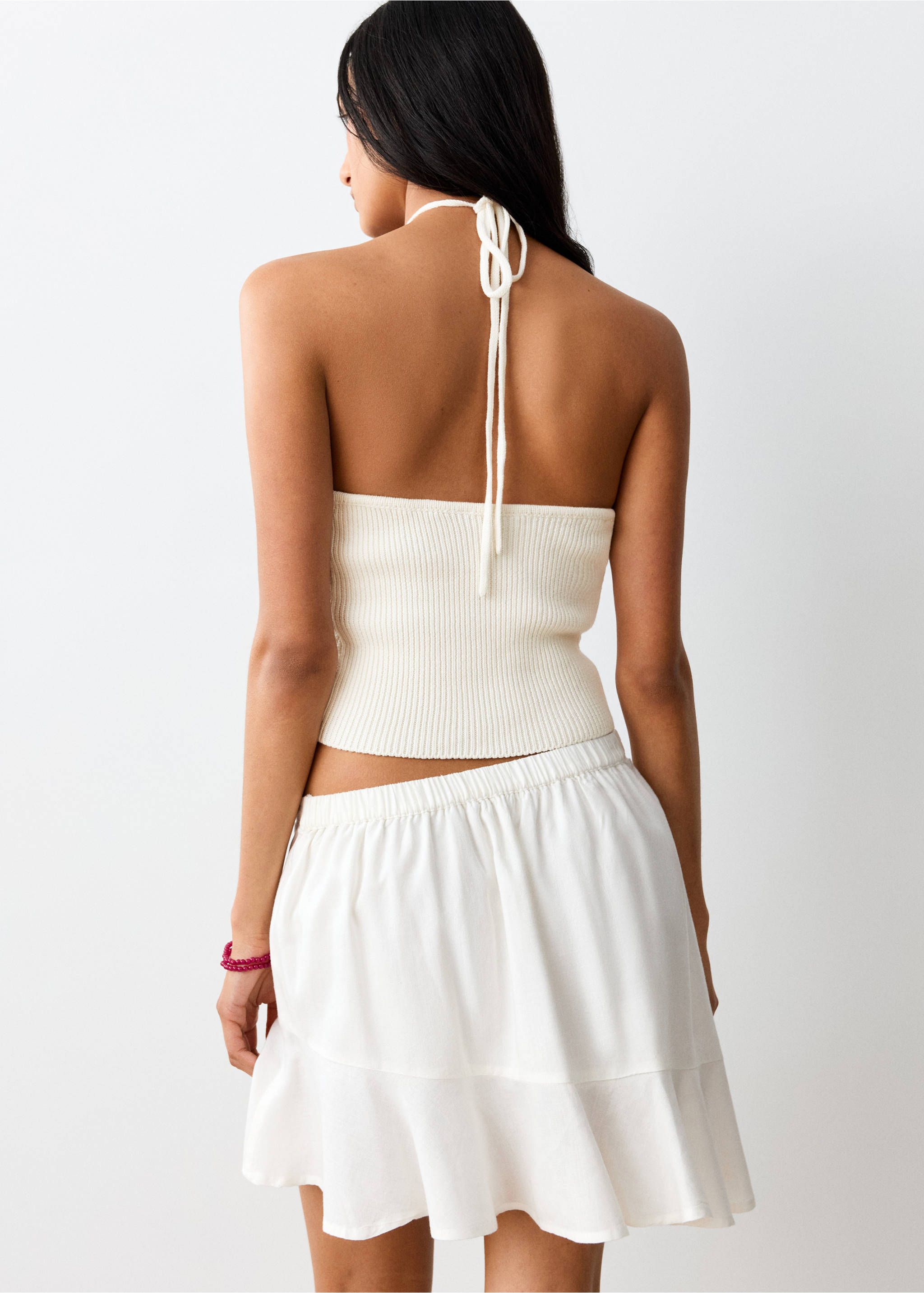 Crochet openwork halter top - Reverse of the article, White. Ref: 27019213-00.