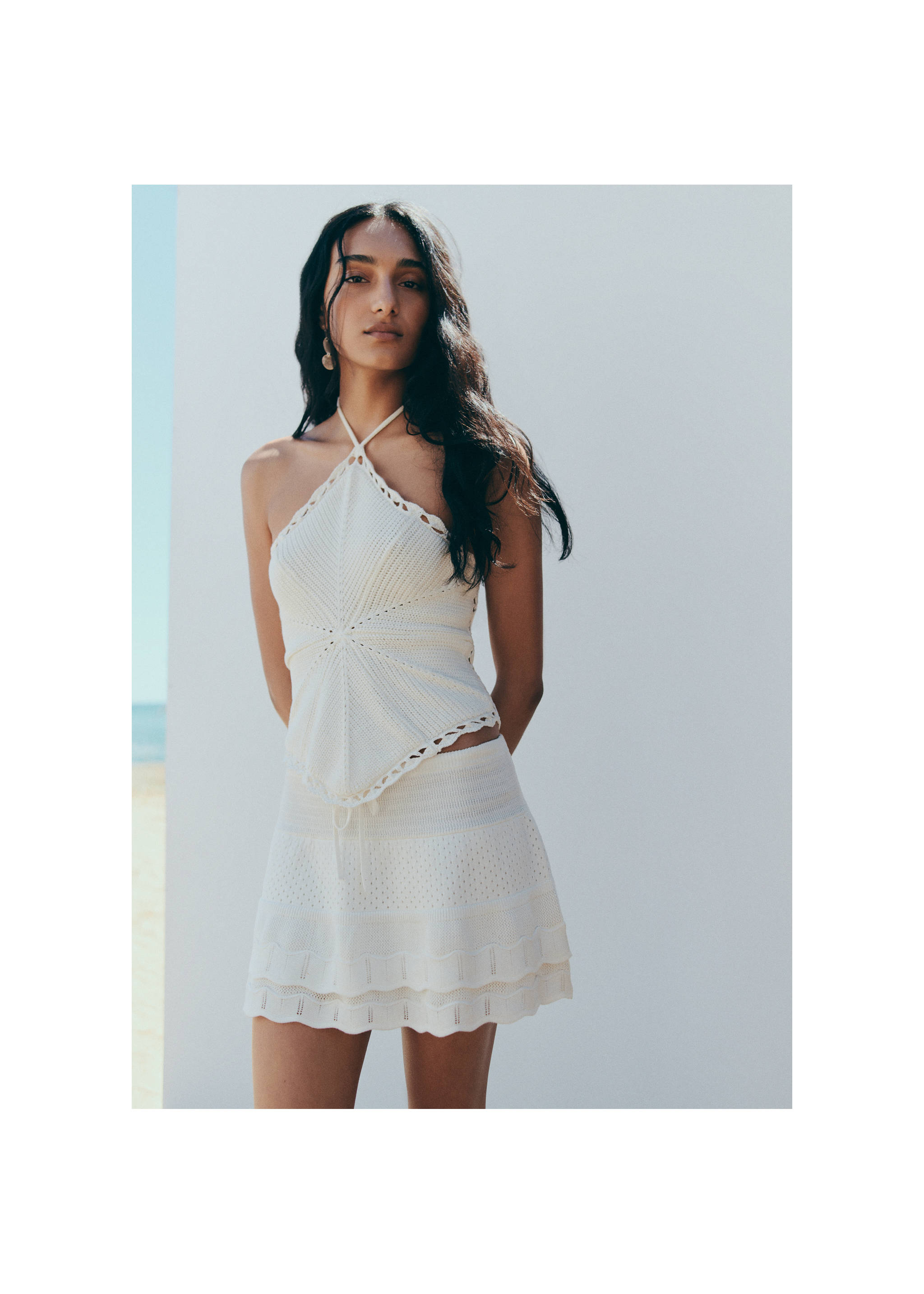 홀터넥 오픈 니트 탑 - 상품 내역: 5, 화이트. Ref: 27019213-00.