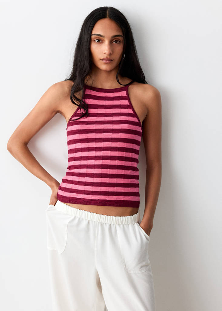 Open back knitted top — Pink