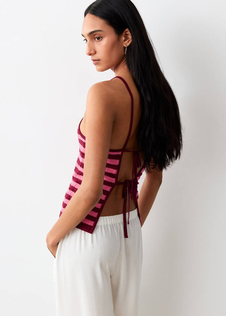 Open back knitted top — Pink
